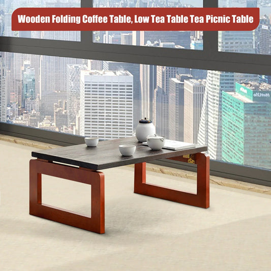 Collapsible Coffee Table Foldable Wood Mid Century Desk Computer Stand Vintage Tea Table for Living Room Furniture Home Decor