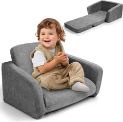 Comfy Kids Chair for Toddler - Stylish 2 in 1 Lounger Made of Memory Foam Easily Unfolds Into a Soft Baby Couch