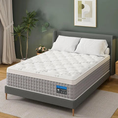 King Size Mattress 14 Inch- Gel Memory Foam with Individual Pocket Springs for Motion Isolation - Hybrid Bed Mattress