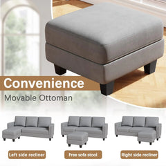 Convertible Sectional Sofa Couch L Shaped 3 Seat Small Couch for Living Room with Ottoman Modern Fabric Reversible Chaise