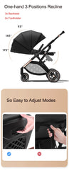 2024 New Arrival High View Portable Baby Stroller Ergonomics Seat Bassinet for Newborn One Hand to Recline Pram