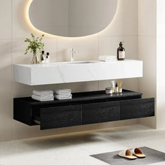 60 Inch Floating Vanity ,Bathroom Wall Mounted Bathrooms Storage Cabinet Single Integrated Set ,Bathroom Vanity Sink Set