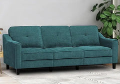 84 Inches Fabric 3-Seats Sofa with Tufted Backrest Cushion, Chenille Modern Couch with Stable Wooden Legs, Upholstered Sofa for