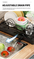 Dish Rack With Drainboard Dish Drainers for Kitchen Counter sink Adiustable Spout In sink Dish Strainers With Utensil Holder