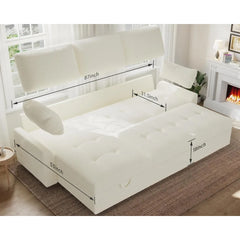 Pull Out Sofa Bed, Modern Tufted Convertible Sleeper Sofa, L Shaped Sofa Couch with Storage Chaise, Chenille Sectional Couch Bed