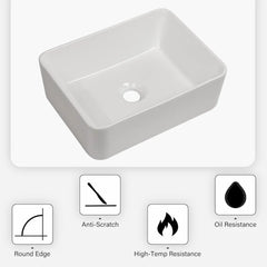 Rectangular Countertop Sink Art Basin Bathroom Sinks Pure White Porcelain Ceramic Container Sink Furniture Fixture Home