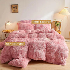 Plush Shaggy Duvet Cover Luxury Ultra Soft Crystal Velvet Bedding 1PC(1 Faux Fur Duvet Cover),Zipper Closure