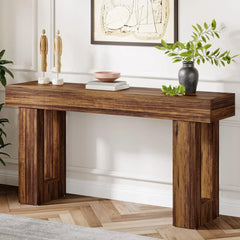 63-Inch Long Console Table, Farmhouse Wooden Sofa Table Behind The Couch, Narrow Entryway Table for Entrance, Hallway