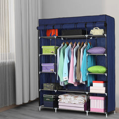 5-Layer 12-Compartment Non-woven Fabric Wardrobe Portable Closet Navy (133x46x170cm)