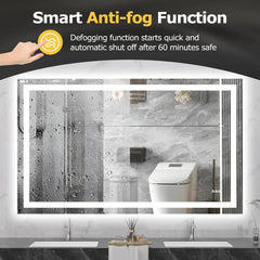 LED Bathroom Mirror with Lights Wall Vanity LED Mirror Stepless Dimmable, Double Front and Backlight, Memory Smart Mirror