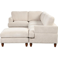 L/U 6 Seaters Free Combined Corner Sofa&Couch Convertible Spacious Sleeper Sofabed for Living Room with Movable Ottoman