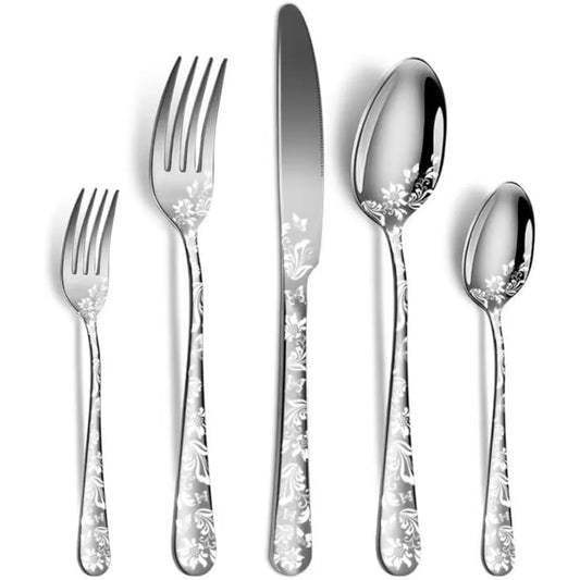 Silverware Set, 20 Piece Stainless Steel Flatware Set, Silverware Set for 4,Mirror Polished Cutlery Set, Tableware Set Includes