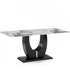 67”Modern Dining Table for 6,Rectangular kitchen table with faux marble tabletop ＆ Ideal for Dining Room, Kitchen Room