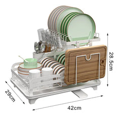 Heavy Metal Dish Rack 360-degree Rotatable Metal Dish Drying Rack with Drain Board for Kitchen Counter Storage Anti-rust Coating