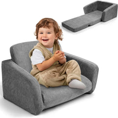 Comfy Kids Chair for Toddler - Stylish 2 in 1 Lounger Made of Memory Foam Easily Unfolds Into a Soft Baby Couch