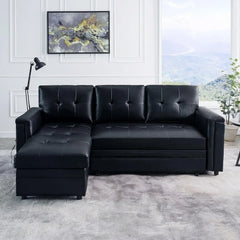 Sofa Beds, with USB Ports-L-Shaped Couch Convertible Pull-Out Bed,Timeless Design,Sturdy Construction, Air Leather Sofas