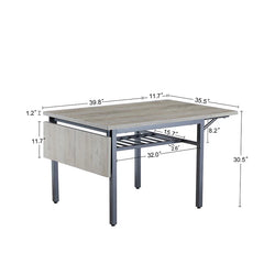 Folding Dining Table, 1.2 inches thick table top, for Dining Room, Living Room, Grey, 63.2'' L x 35.5'' W x 30.5'' H. 