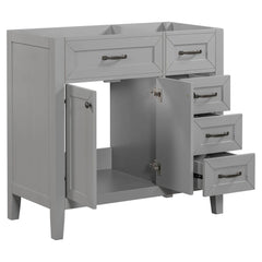 36" Bathroom Vanity with Sink Combo, Bathroom Cabinet with Drawers, Solid Frame and MDF Board, Grey