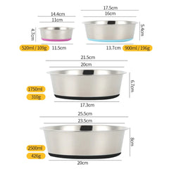 Dog Feeder Bowls Pet Food Water Feeders Multiple Sizes Metal Dog Bowls with Nonslip Silicone Bottom for Small to Large Dogs