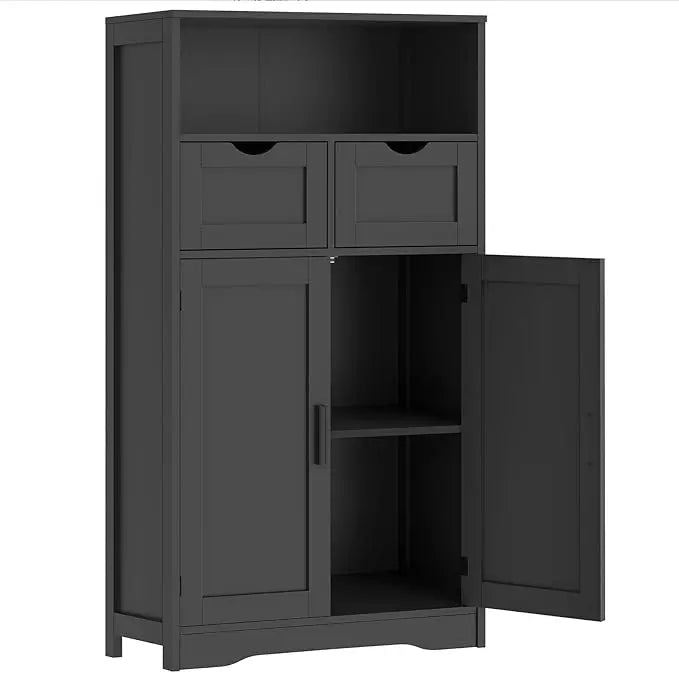 Bathroom cabinet, large storage rack, bathroom cabinet with 2 drawers and 2 shelves, bathroom floor standing cabinet