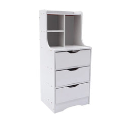 Modern Tall White Nightstand With 3 Drawers Side Stand Storage Cabinet Bedside Table Organizer Bedroom Furniture White