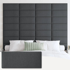 Upholstered Wall Mounted Headboard, 3D Soundproof Wall Panels Peel and Stick Headboard for King Size, Reusable and Removable