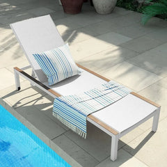 Outdoor Chaise Lounge Set of 2 Mesh Sling Lounge Chairs with Woodgrain Texture,Portable Wheels & 4 Adjustable Reclining Backrest