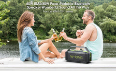 W-KING (100W Peak) 60W Portable Loud Bluetooth Speakers with Subwoofer, Outdoor Speaker Bluetooth Wireless Waterproof Speaker