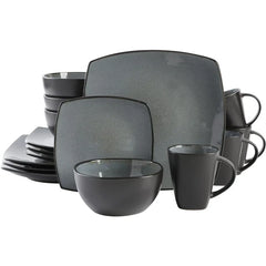 Square Reactive Glaze Stoneware Dinnerware Set, Service for 4 (16pc), Eclipse