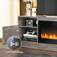 Fireplace TV Stand for TVs Up to 80" TV with 36" Electric Fireplace,Entertainment Center with Fireplace, Fireplace LED Light