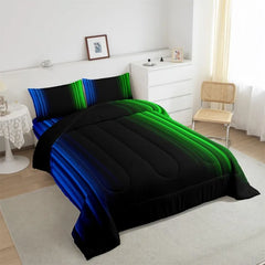 Comforter Set Kids Teens Dark Blue and Black Striped Bedding Bed Set Decor Modern Fashion Comforter Inner Fill Bedroom