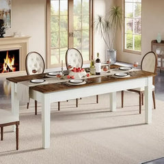 Dining Table for 4-6 People, 62-Inch Rectangular Kitchen Table w/Solid Wood Legs, Modern Farmhouse Dinner Table for Dining Room