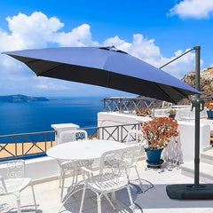 Domi 10’x10’ Cantilever Patio Umbrella, Aluminum Windproof Outdoor Umbrella with 360°Rotation, Square Offset Sun Shade Umbrella