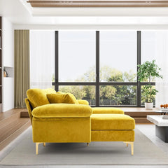 U-Shaped Sectional Sofa Couch, 4 Seat Sofa Set for Living Room, Convertible L-Shaped Velvet Couch Set with Chaise Lounge