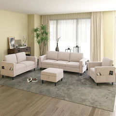 3Piece Sofa Set L Shaped Sofa Sets Living Room,Convertible Lounge Sofa Couch Set Apartment,3Piece 3-Seater+Armchair Set Movable