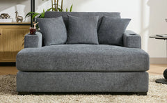 Indoor Oversized Chaise Lounger, Chenille Fabric Sleeper Sofa Couch with Pillows, Charge Station & Cup Holders