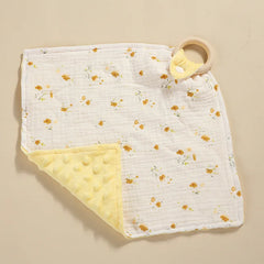 Muslin Square Towel Baby Blankets Newborn Soothe Appease Towel Cotton Baby Comforter Burp Cloth Teether Baby Stuff Snap Button