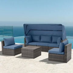 Exclusive Quick Install Patio Furniture Set w/Ottoman,Durable Wicker Outdoor Couch Patio Sectional Sofa Conversation Sets