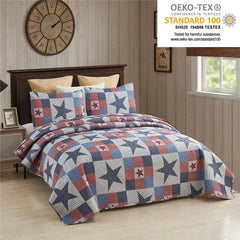 3-Piece Quilt Set with 2 Pillow Shams- Boho Reversible Soft and Lightweight Quilt Bedding Bedspread Coverlet Set