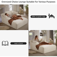 Oversized Chaise Lounge Chair Indoor, Upholstered Modern Sofa Couch with Throw Pillows and Armrests,Comfy Sleeper Chair