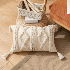 45x 45cm/30x50cm Beige White Tassels Decorative Cushion Cover Sofa Pillow Case Cover Handmade Home Decoration for Living Room