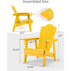 Adirondack Chair Oversized Balcony Porch Patio Outdoor Chair for Lawn, Backyard, Deck, Garden, Camping - Easy Installation