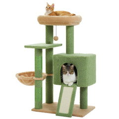 41''&36'' Cactus Cat Tree Tower with Sisal Scratch Posts Cozy Condo for Indoor Cats Multi-Level Climbing Stand with Soft Hammock