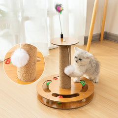 4 In 1 Cat Scratching Post Interactive Cat Scratcher Spring Cat Toy Fun Pet Training Toy Sisal Rope Cat Scratcher For Indoor