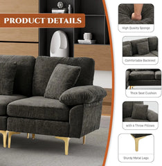 U-Shaped Sectional Sofa Couch, 4 Seat Sofa Set for Living Room, Convertible L-Shaped Velvet Couch Set with Chaise Lounge