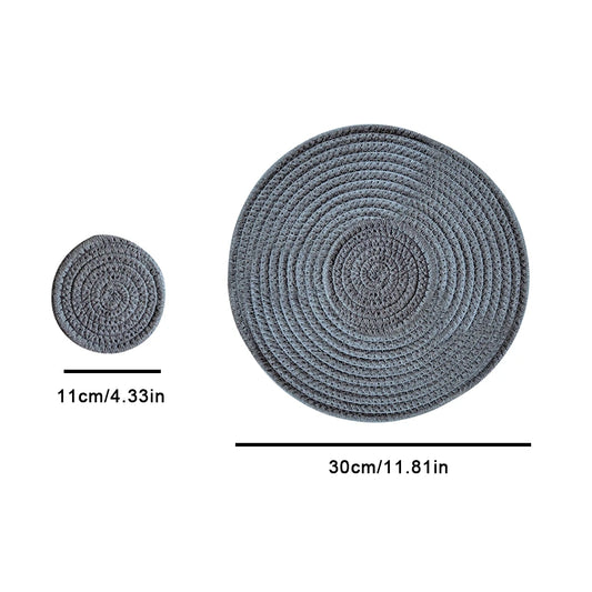 Woven Cotton Rope Round Placemats Set of 2 Non-Slip  and Heat Resistant for Your Perfect Table Decor