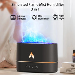 Essential Oil Diffuser - Aromatherapy Cool Mist Humidifier for Bedroom Simulated Flame Night Light  Diffuser Auto Shut Off  Time