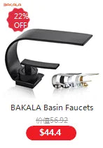 BAKALA Curve  Single Handle Hot And Cold Water  Faucet Waterfall Water Bathroom Sink Faucet 304 Stainless steel Mixer Tap