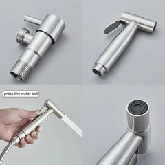 Brushed Portable Bidet Sprayer Stainless Steel Toilet Bidet Faucet Bathroom Shattaf Valve Jet Set Hygienic Shower Faucet