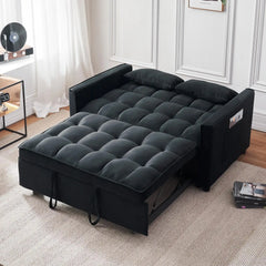 Sofa Bed, Modern Velvet 3-in-1 Convertible Futon Sofas Bed with Adjustable Backrest and Storage, Includes Pillows, Sofa Sleeper